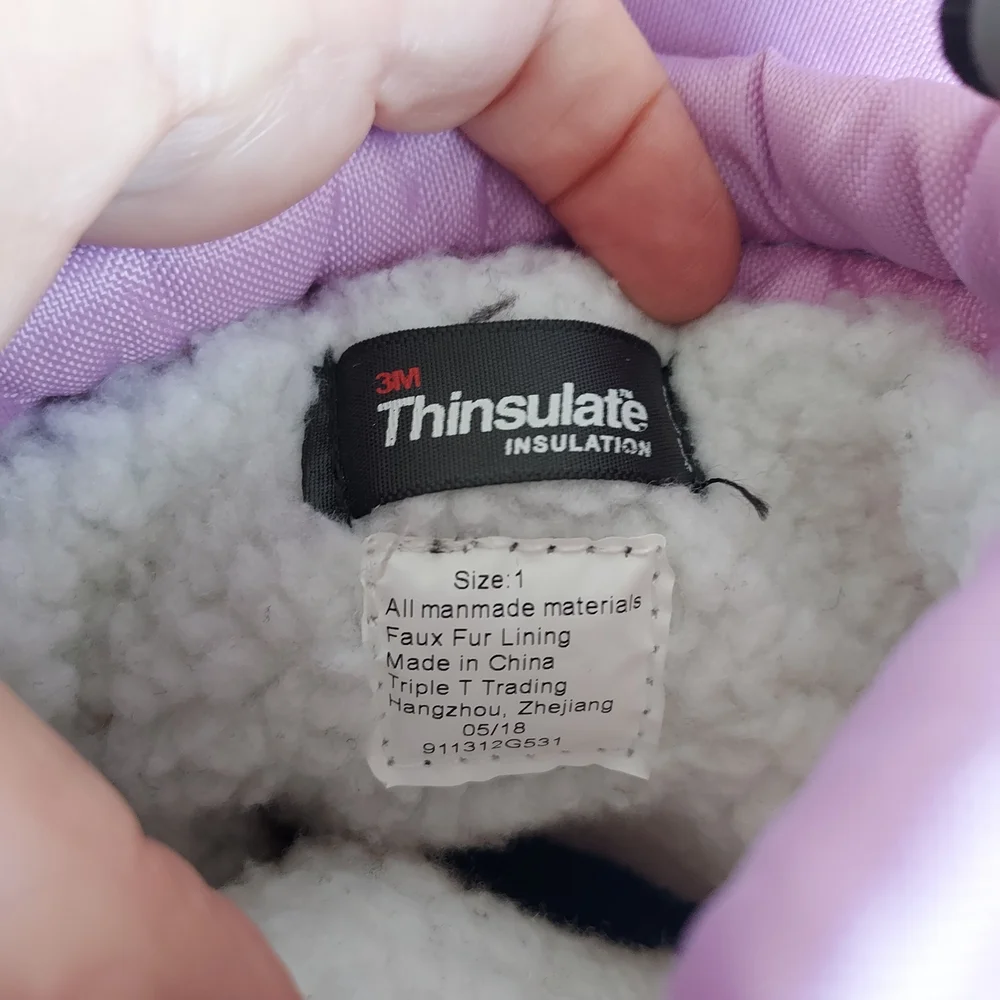 Northside Frosty Lavender & Black 3M Thinsulate Winter Snow Boots Sz 1 Outdoor